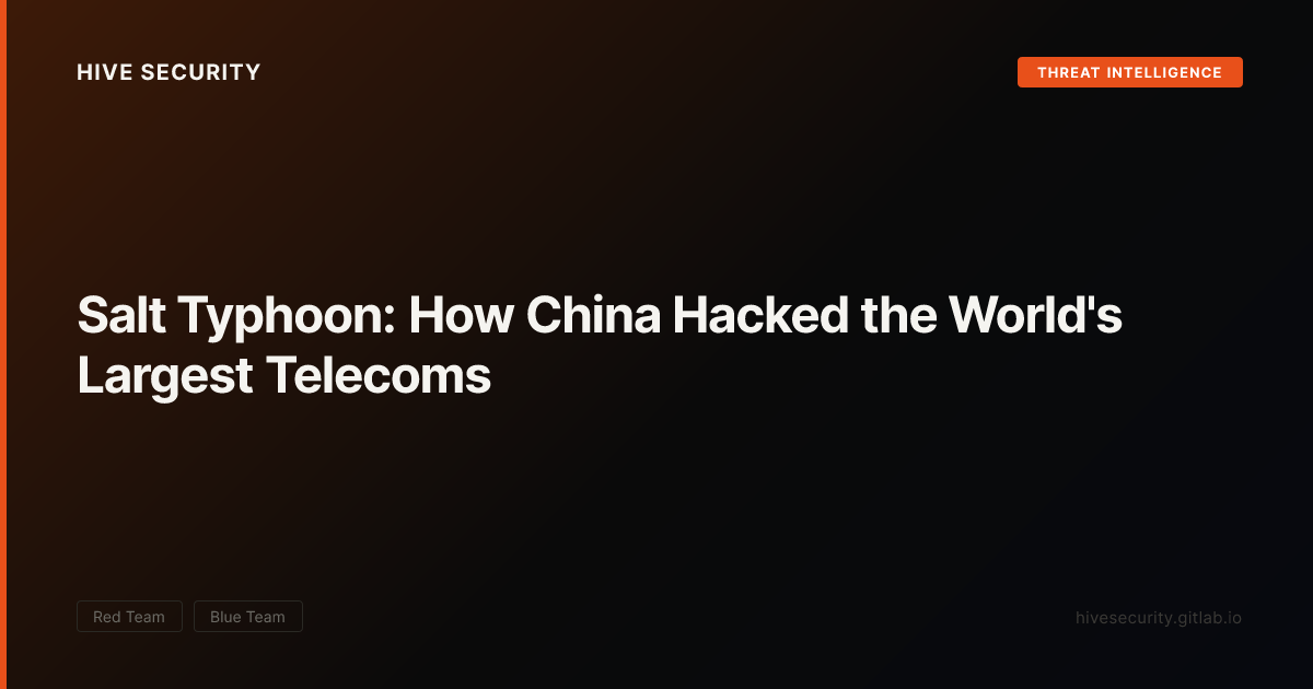 Salt Typhoon: How China Hacked the World's Largest Telecoms — Hive Security