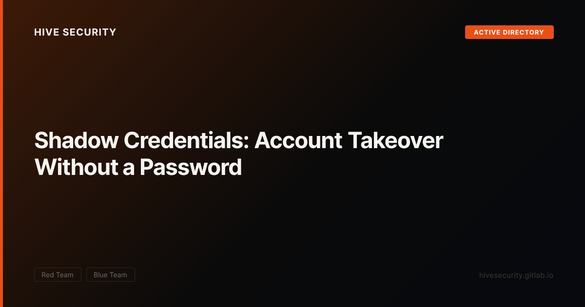 Shadow Security Shadow Credentials: Account Takeover Without a Password — Hive Security